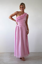 Jamie Ruffle One Shoulder Midaxi Pink | Wedding Guest Dress | One Shoulder | Oh Hello Clothing