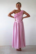 Jamie Ruffle One Shoulder Midaxi Pink | Wedding Guest Dress | One Shoulder | Oh Hello Clothing