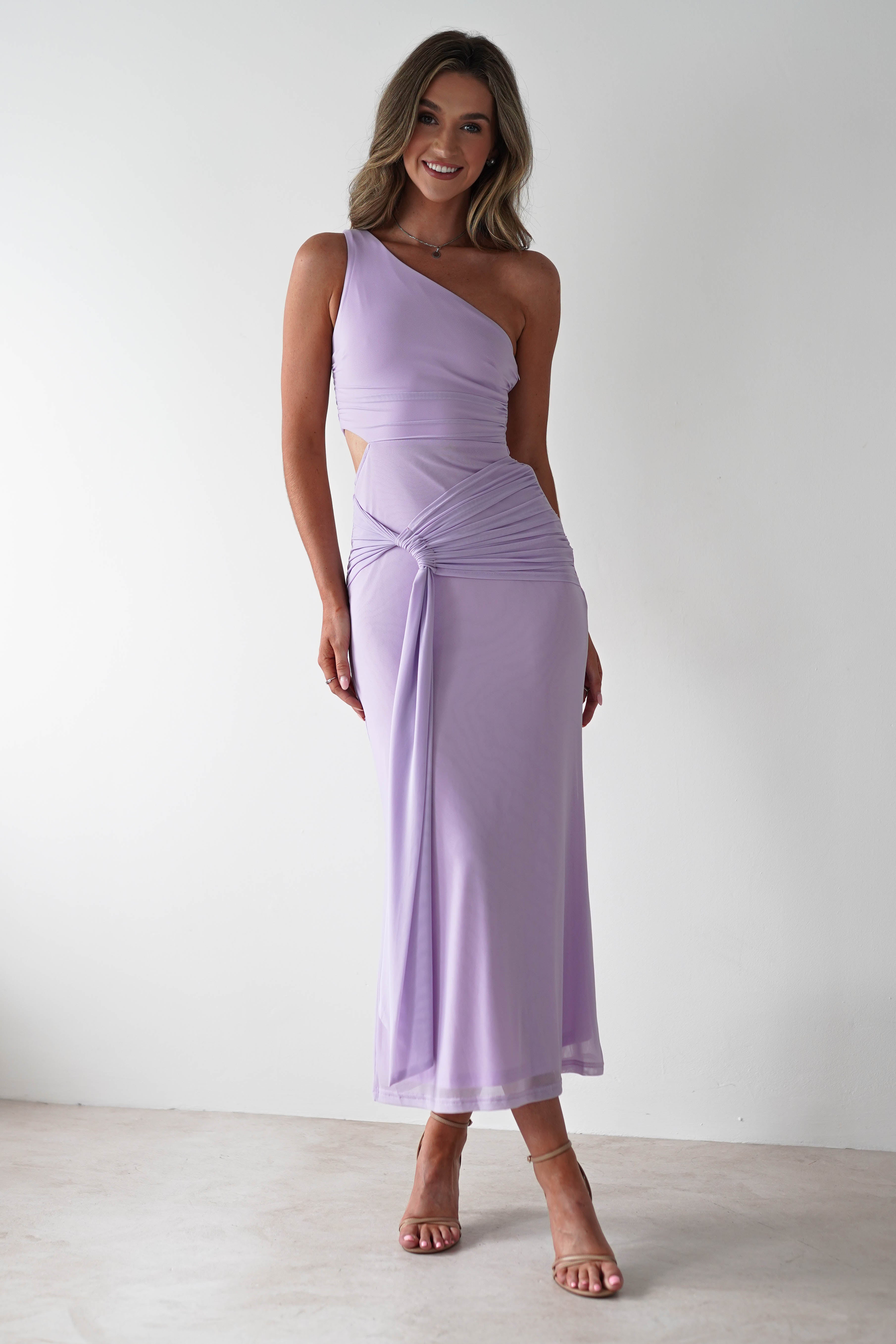 Georgia Mesh Midaxi Dress Lilac | Wedding Guest Dress | Mesh | Oh Hello Clothing