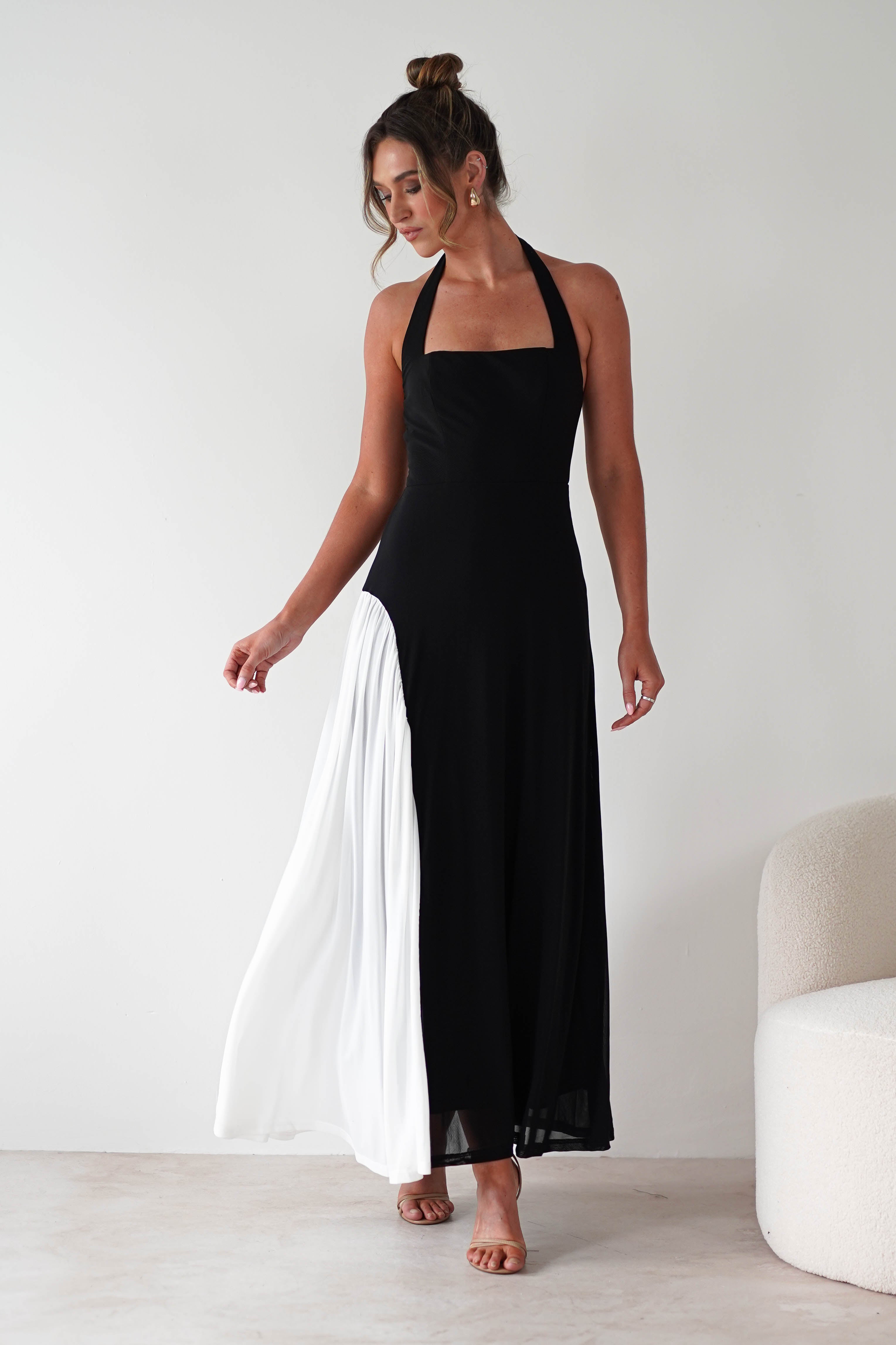 Unika Halterneck Maxi Dress Black/White | Wedding Guest Dress | Halter Neck | Maxi | Oh Hello Clothing