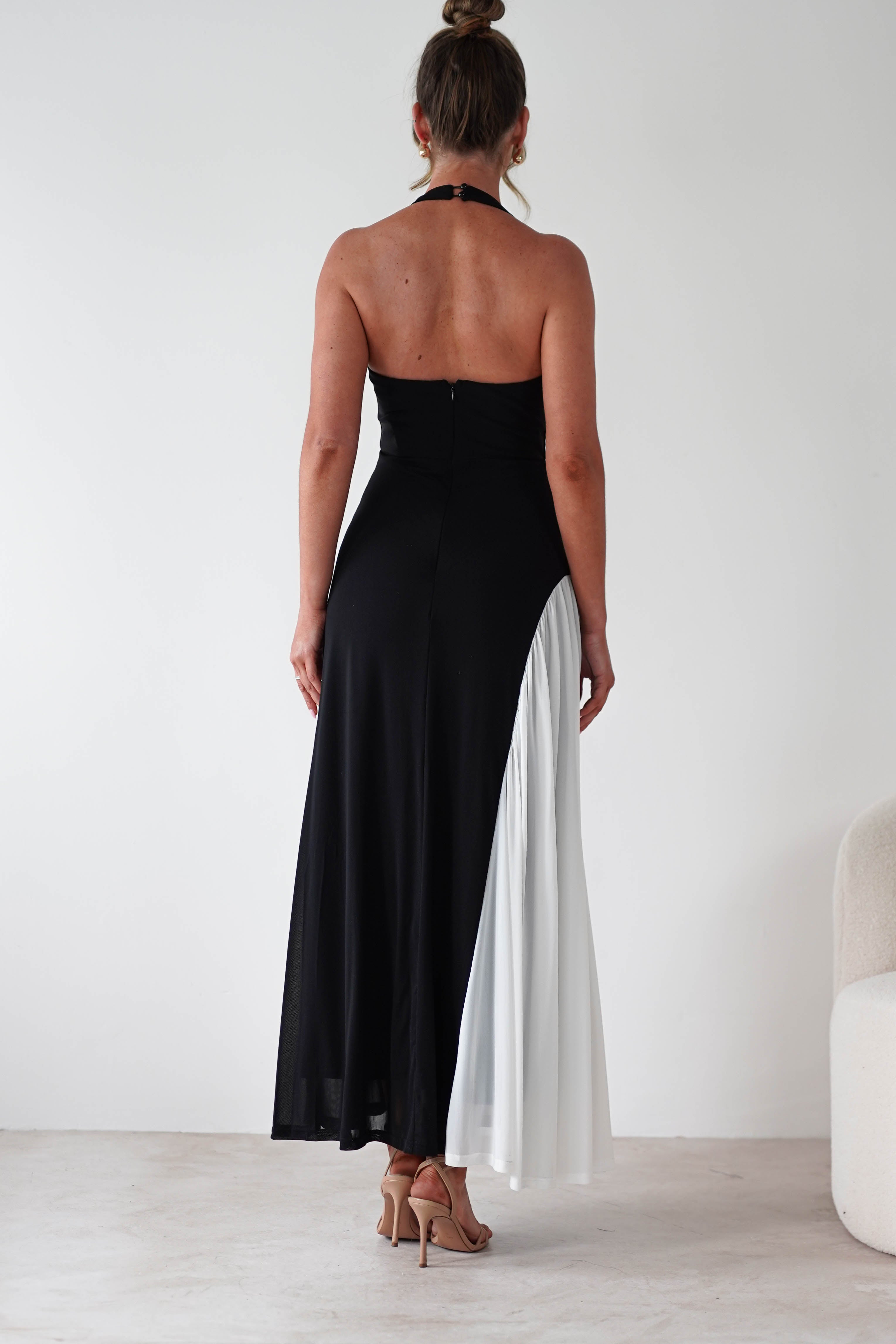 Unika Halterneck Maxi Dress Black/White | Wedding Guest Dress | Halter Neck | Maxi | Oh Hello Clothing