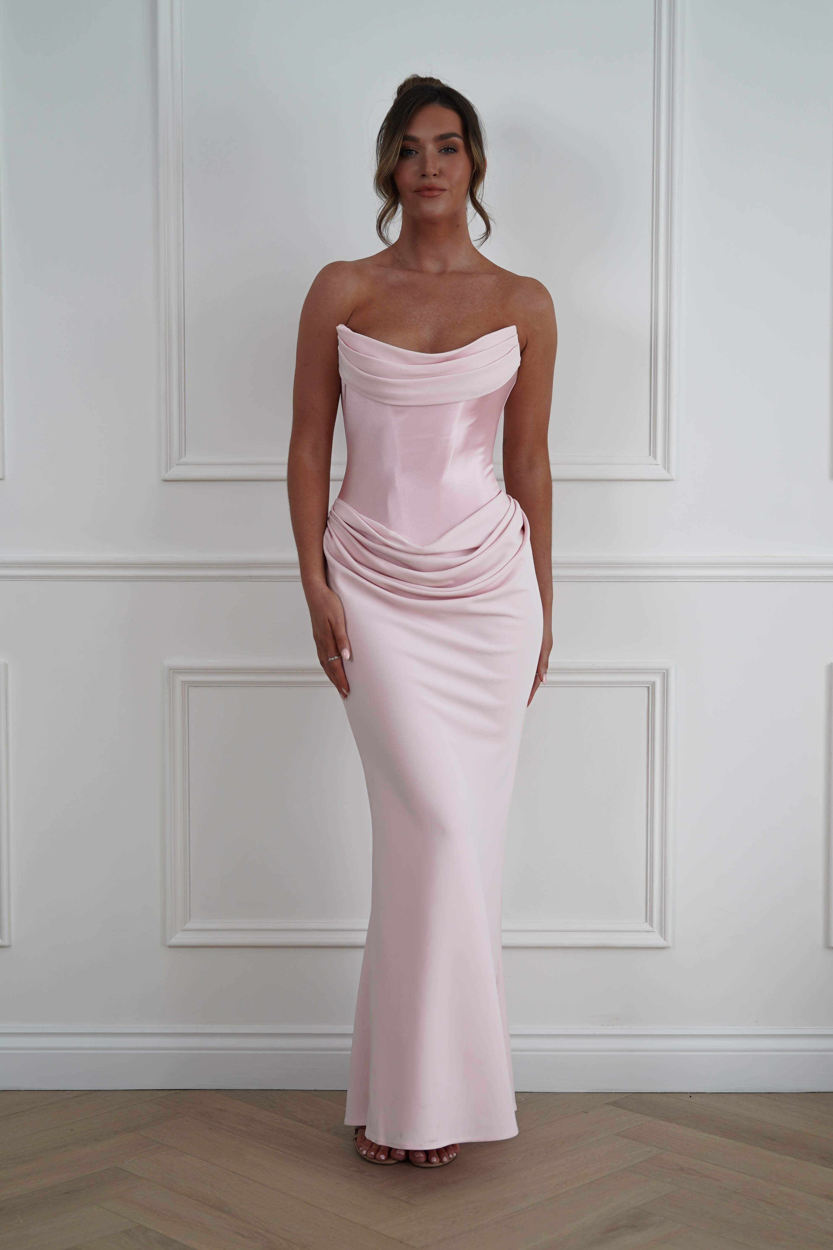 Oh Hello Clothing Women > Clothing > Dresses 1*DONE-Kailani Strapless Ruched Maxi Dress | NEW COLOUR-PINK