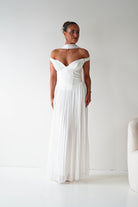 Oh Hello Clothing Women > Clothing > Dresses 1*DONE- Kelsea Off The Shoulder Pleated Maxi Dress |WHITE