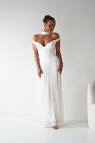 Oh Hello Clothing Women > Clothing > Dresses 1*DONE- Kelsea Off The Shoulder Pleated Maxi Dress |WHITE