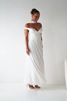 Oh Hello Clothing Women > Clothing > Dresses 1*DONE- Kelsea Off The Shoulder Pleated Maxi Dress |WHITE
