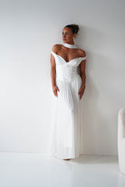 Oh Hello Clothing Women > Clothing > Dresses 1*DONE- Kelsea Off The Shoulder Pleated Maxi Dress |WHITE