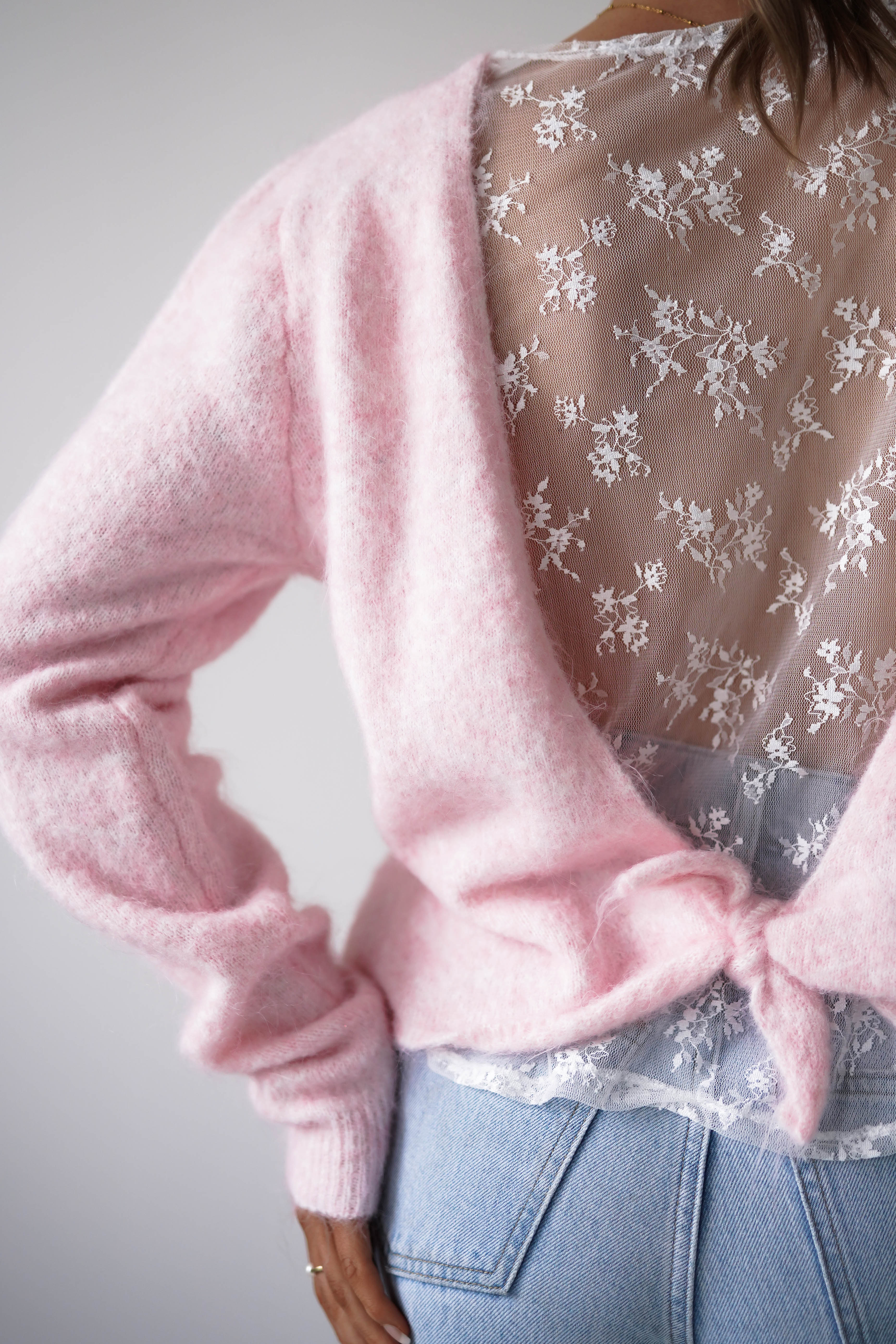 Oh Hello Clothing Women > Clothing > Knitwear ONE SIZE (6/12) 1*DONE- KILKY-Bow Back Detail Knit Jumper – PINK YP1965 (Copy)