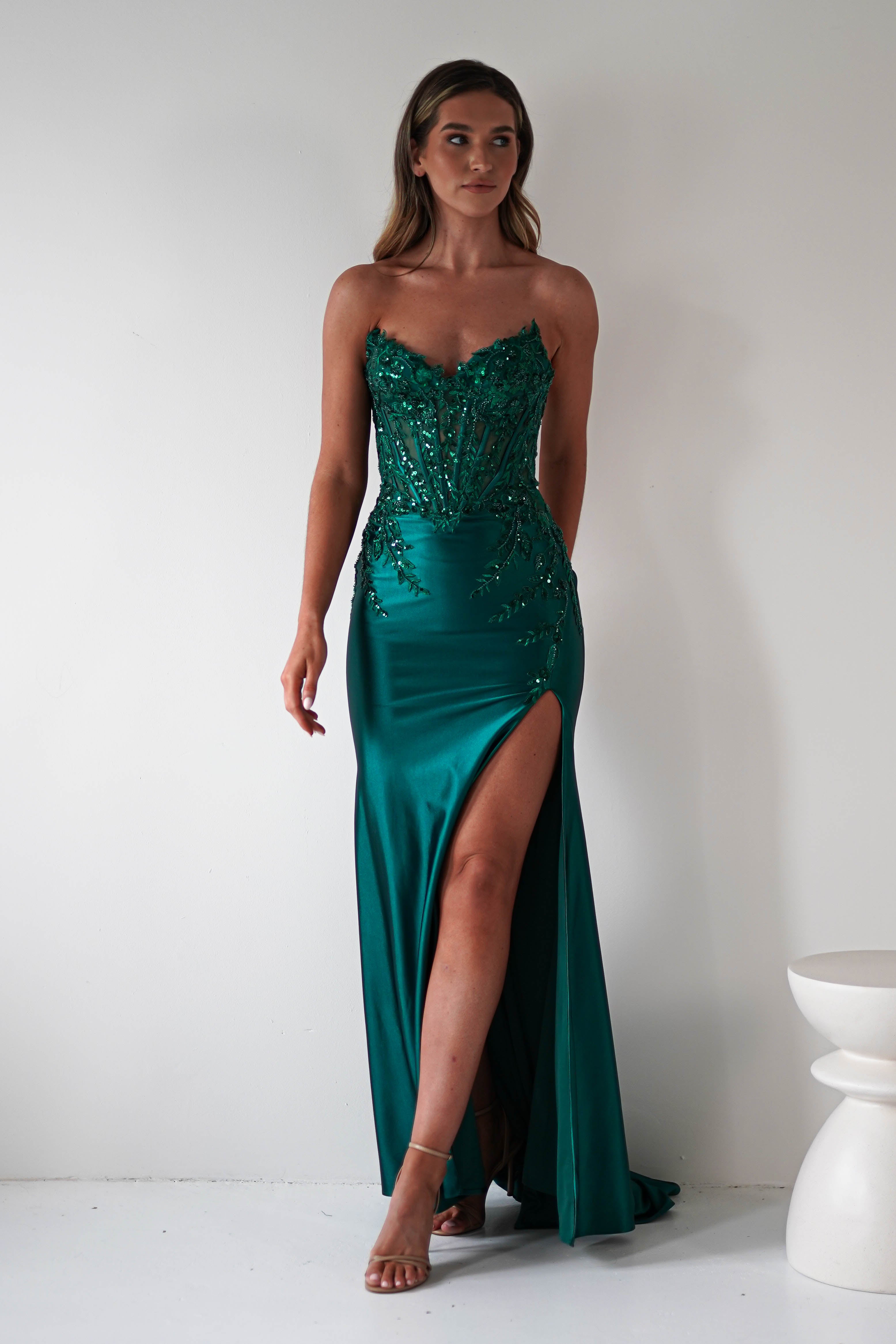 Dallas Luxe Embellished Gown | Emerald Green | Debs & Prom | Formal Gown | Oh Hello Clothing