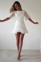 Amélie Boho Lace Detail Mini Dress | White | Graduation | Bride To Be Hen Dress | Oh Hello Clothing