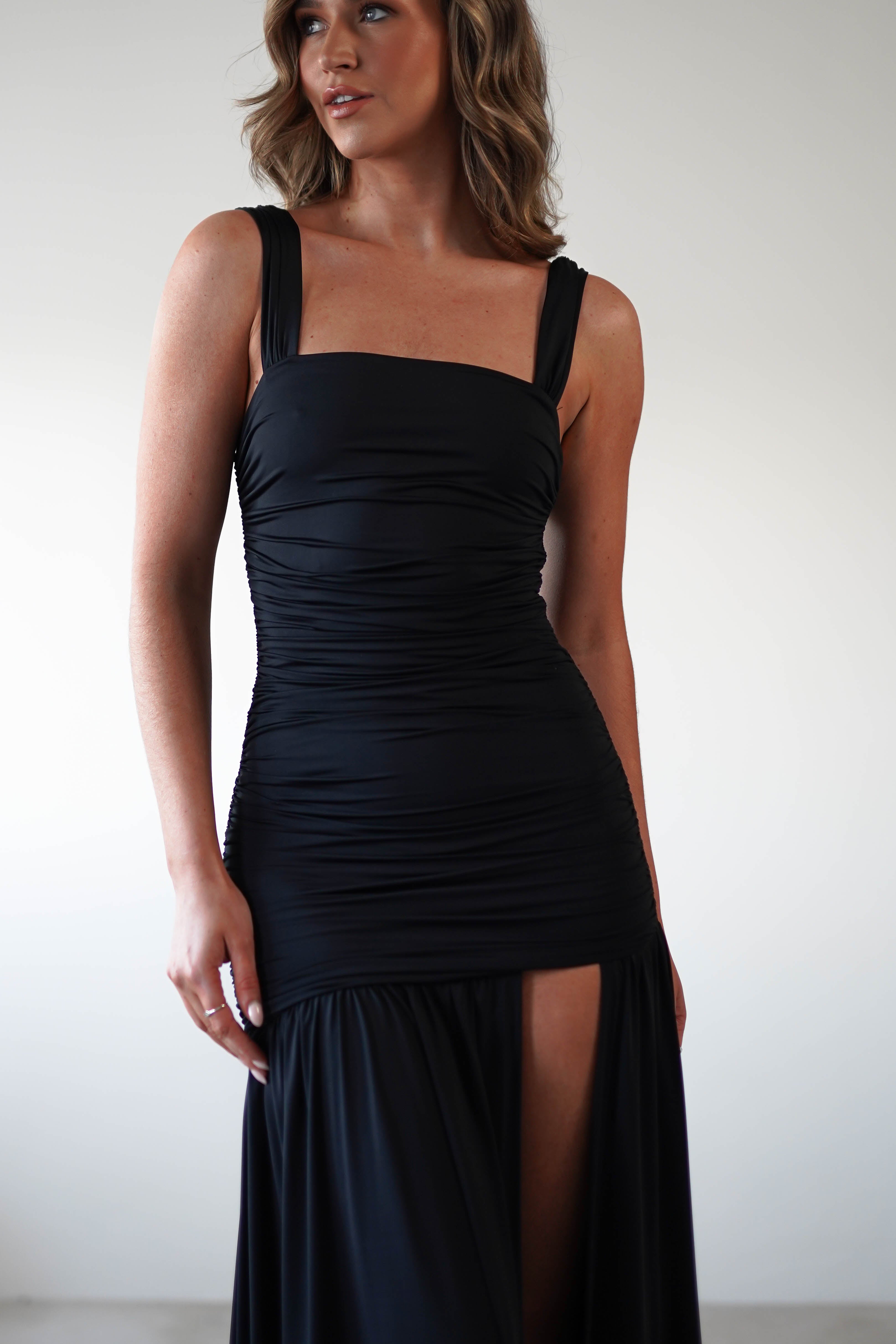 Milla Jersey Bodycon Maxi Dress Black | Wedding Guest Dress | Bodycon | Maxi | Oh Hello Clothing