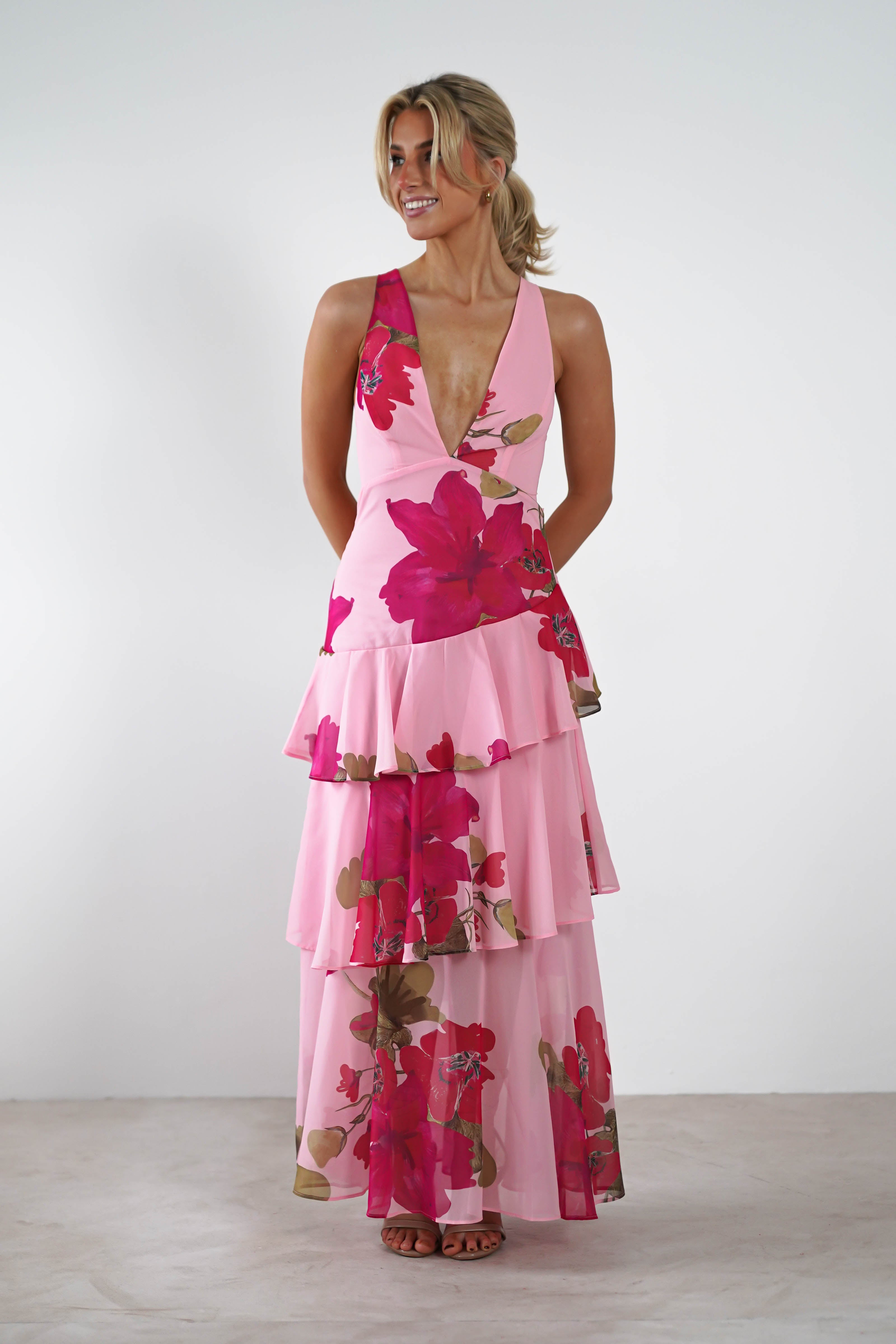 Lenora Floral Print Maxi Dress Pink | Wedding Guest Dress | Maxi | Oh Hello Clothing