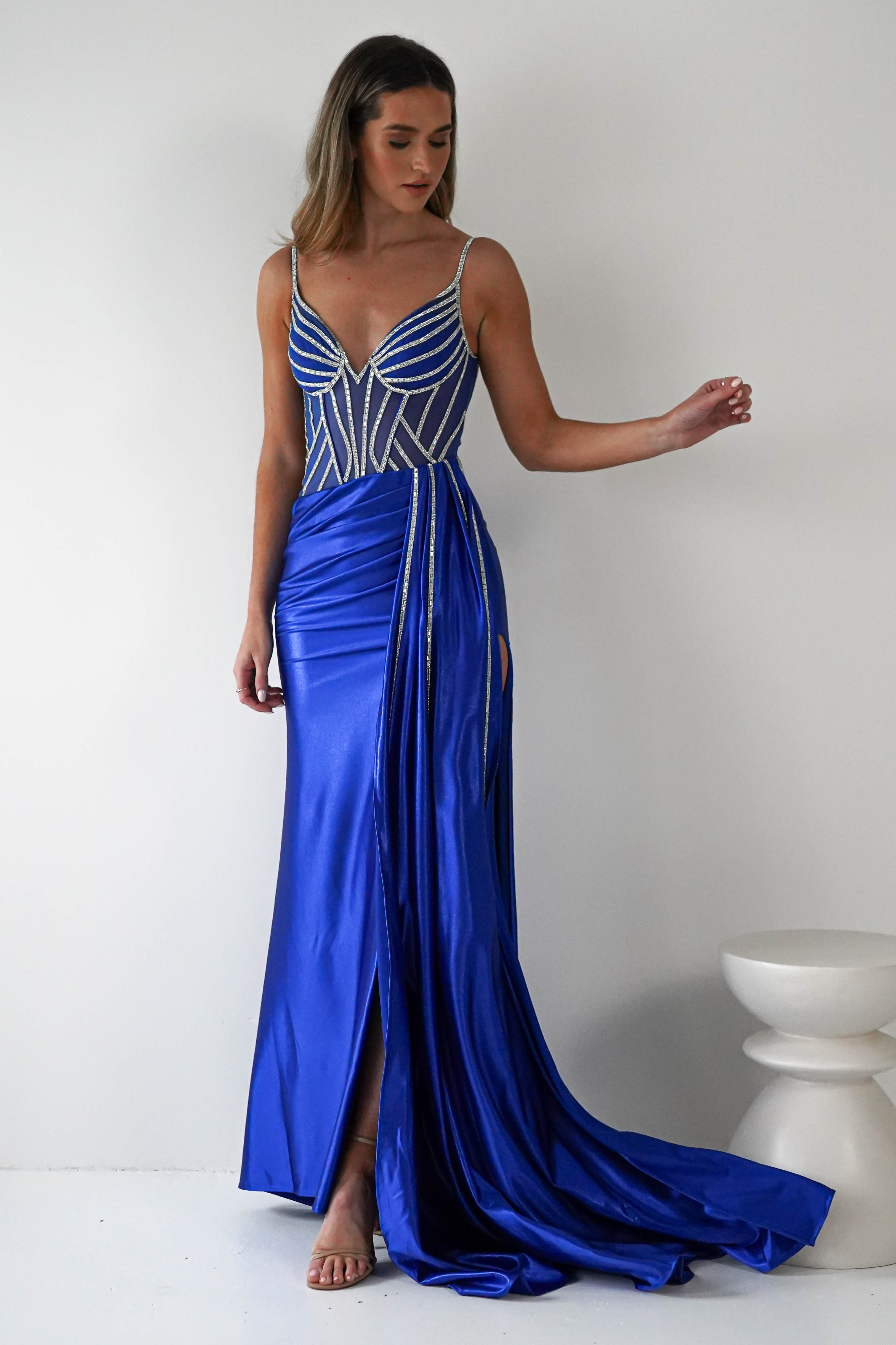 Leonardo Diamante Bodycon Gown | Royal Blue | Debs & Prom | Formal Gown | Oh Hello Clothing