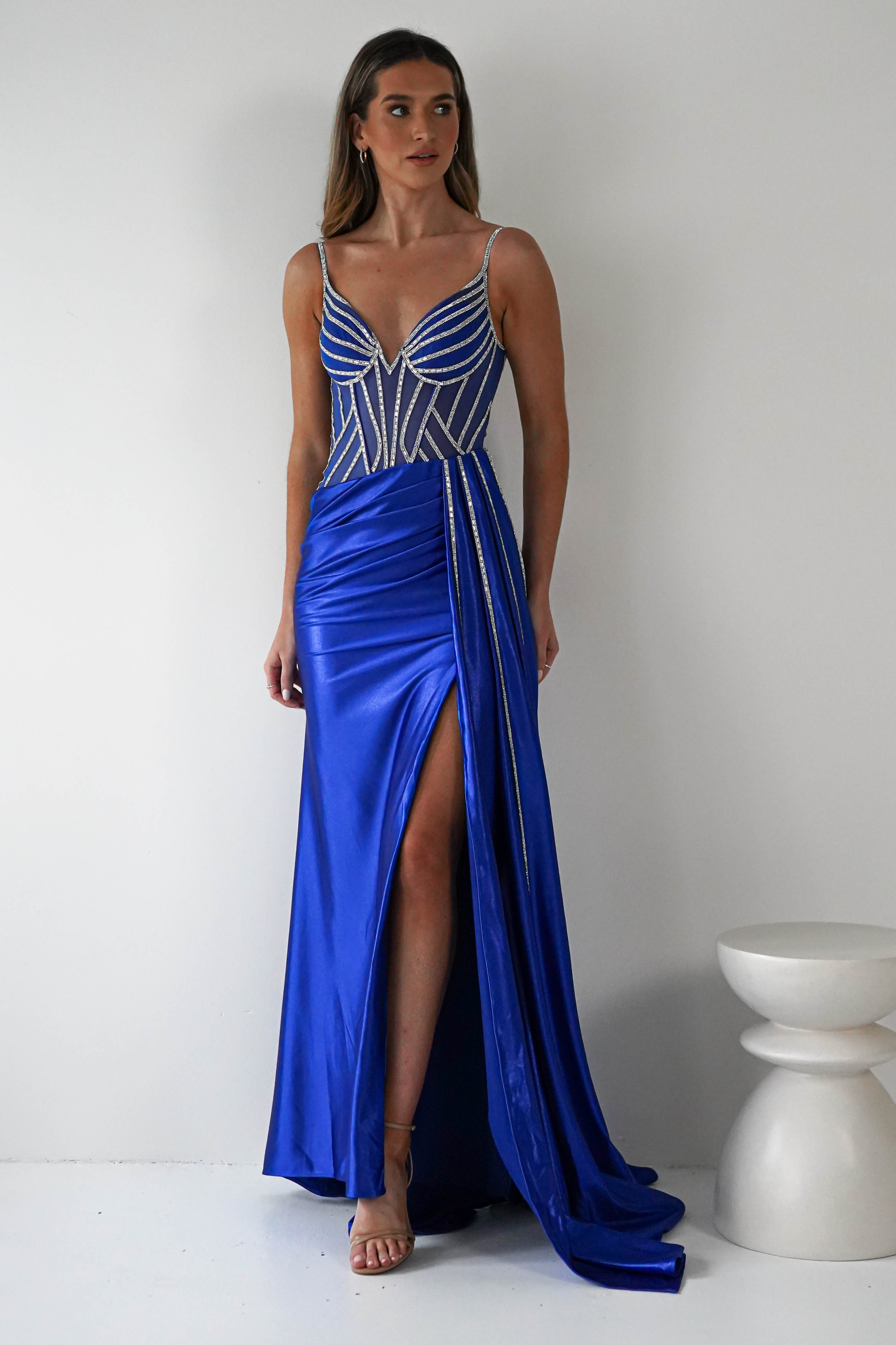 Leonardo Diamante Bodycon Gown | Royal Blue | Debs & Prom | Formal Gown | Oh Hello Clothing