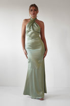 Kartia Halterneck Maxi Gown | Sage | Debs & Prom | Formal Gown | Oh Hello Clothing