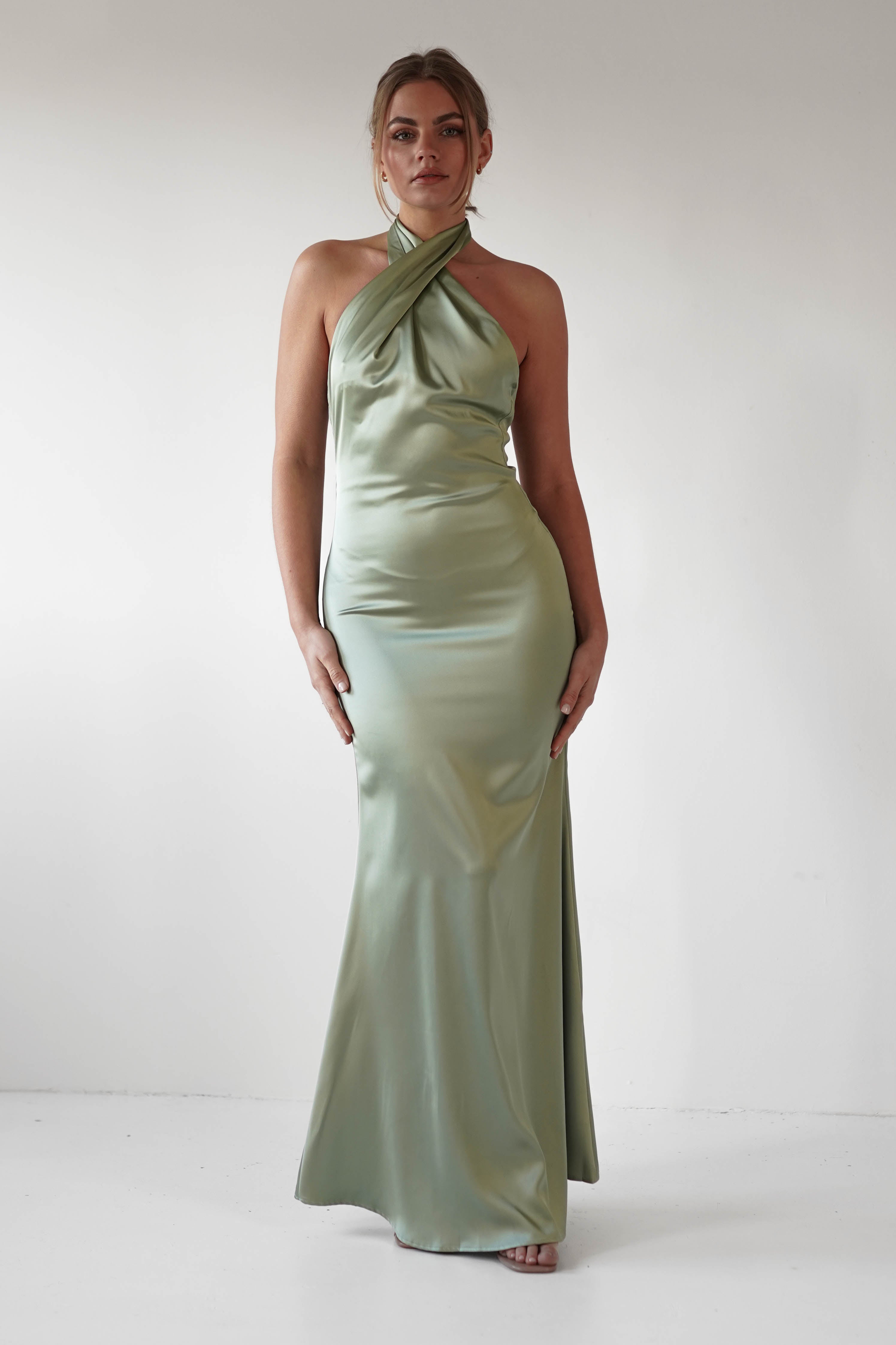 Kartia Halterneck Maxi Gown | Sage | Debs & Prom | Formal Gown | Oh Hello Clothing
