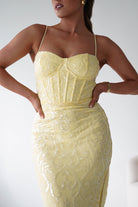 Oh Hello Clothing Women > Clothing > Dresses 1*DONE -LOVESOME- CD30508-YELLOW SEQUIN GOWN
