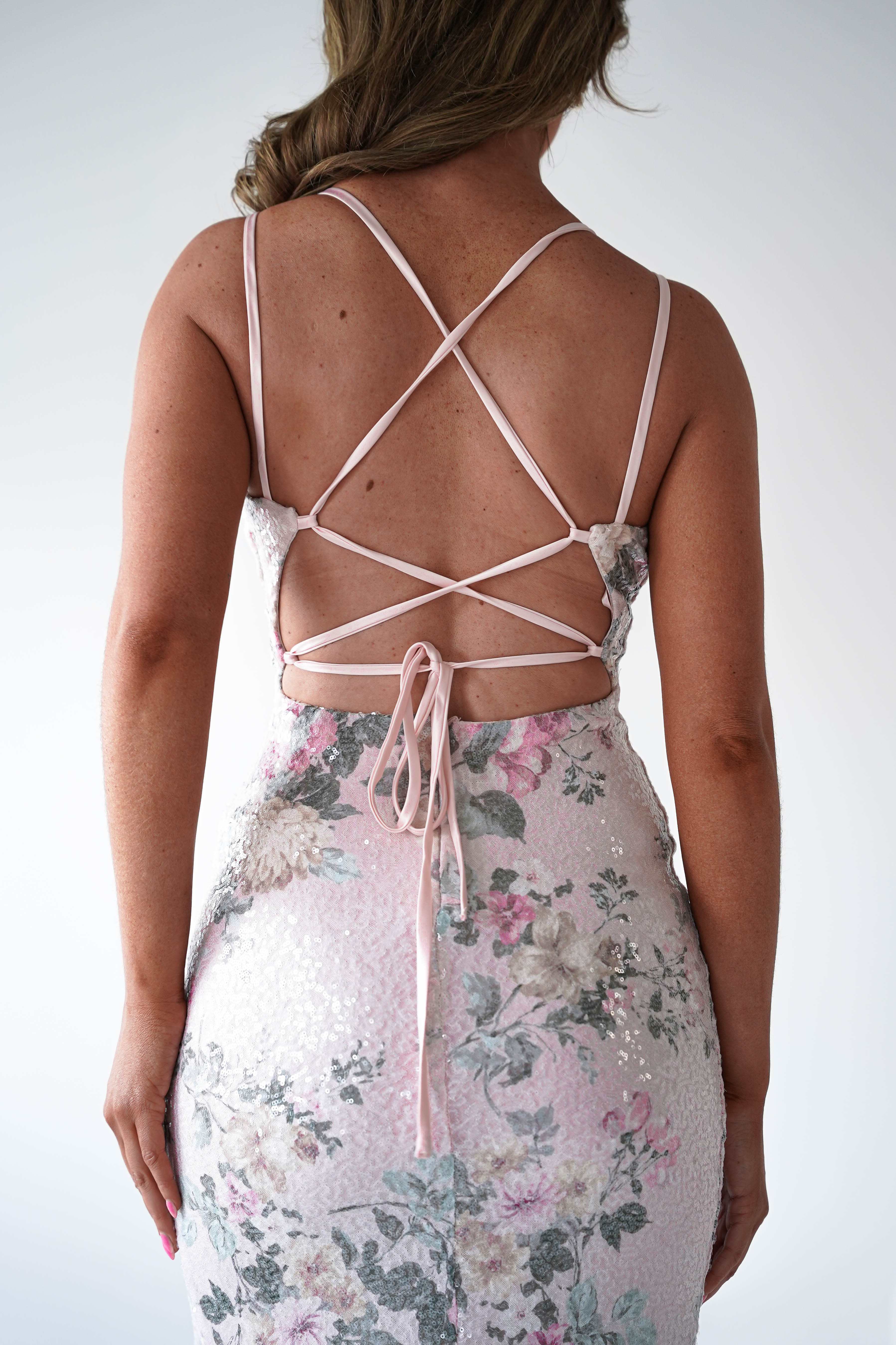 Oh Hello Clothing Women > Clothing > Dresses 1*DONE - LOVESOME-CD30948-BLUSH SEQUIN GOWN