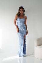 Oh Hello Clothing Women > Clothing > Dresses 1*DONE - LOVESOME-CD55508-LIGHT BLUE SEQUIN GOWN