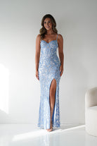 Oh Hello Clothing Women > Clothing > Dresses 1*DONE - LOVESOME-CD55508-LIGHT BLUE SEQUIN GOWN