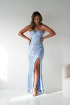 Oh Hello Clothing Women > Clothing > Dresses 1*DONE - LOVESOME-CD55508-LIGHT BLUE SEQUIN GOWN