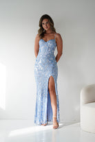 Oh Hello Clothing Women > Clothing > Dresses 1*DONE - LOVESOME-CD55508-LIGHT BLUE SEQUIN GOWN