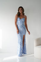 Oh Hello Clothing Women > Clothing > Dresses 1*DONE - LOVESOME-CD55508-LIGHT BLUE SEQUIN GOWN