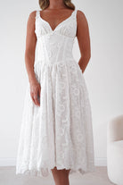 Oh Hello Clothing Women > Clothing > Dresses 1*DONE-LUXXEL-LD12613-White Floral Textured Midi Dress