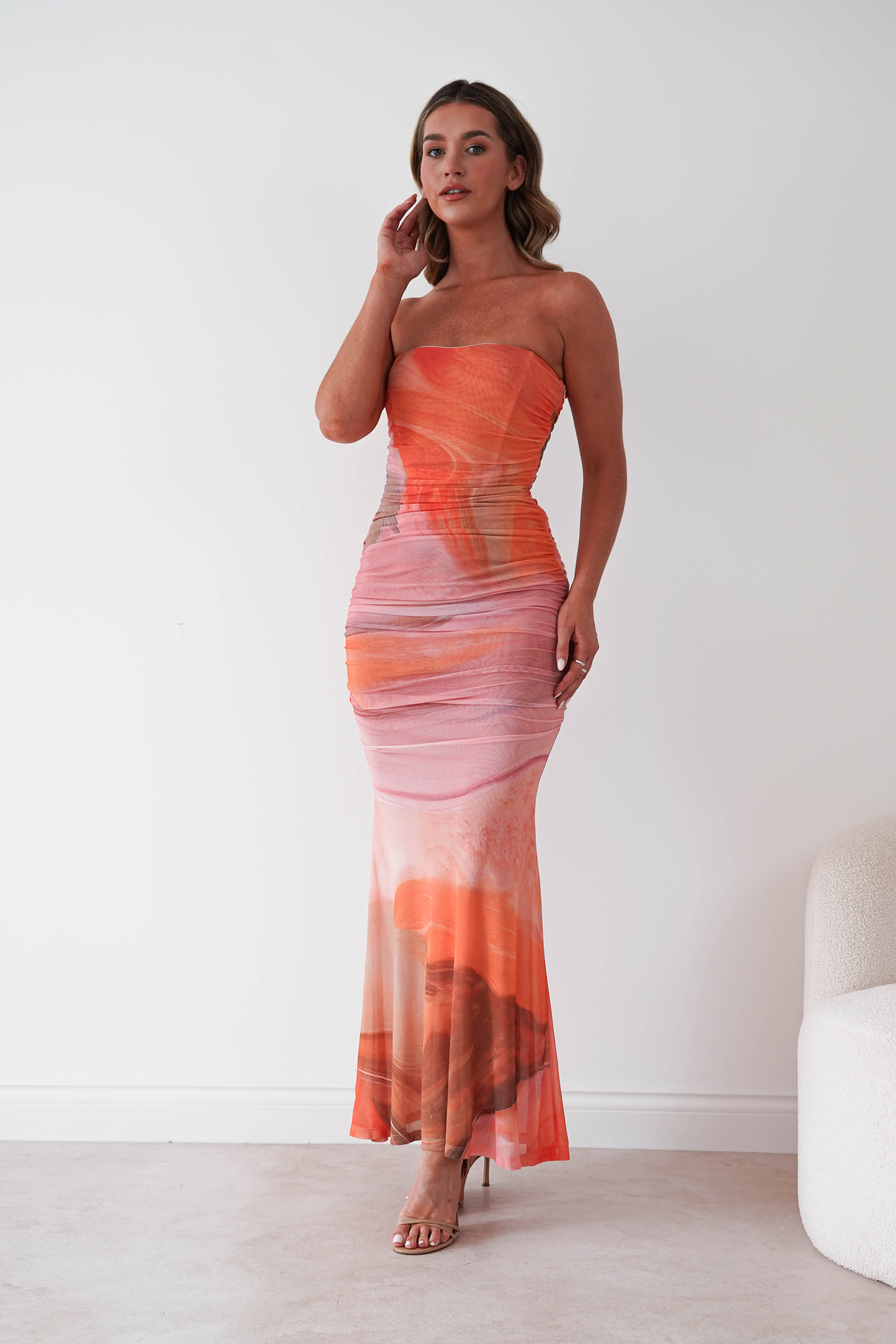 Oh Hello Clothing Women > Clothing > Dresses 1*DONE-LUXXEL-LD12687-Ruched Maxi Dress