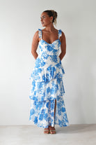 Madrid Ruffle Floral Maxi Dress Blue | Wedding Guest Dress | Maxi | Oh Hello Clothing