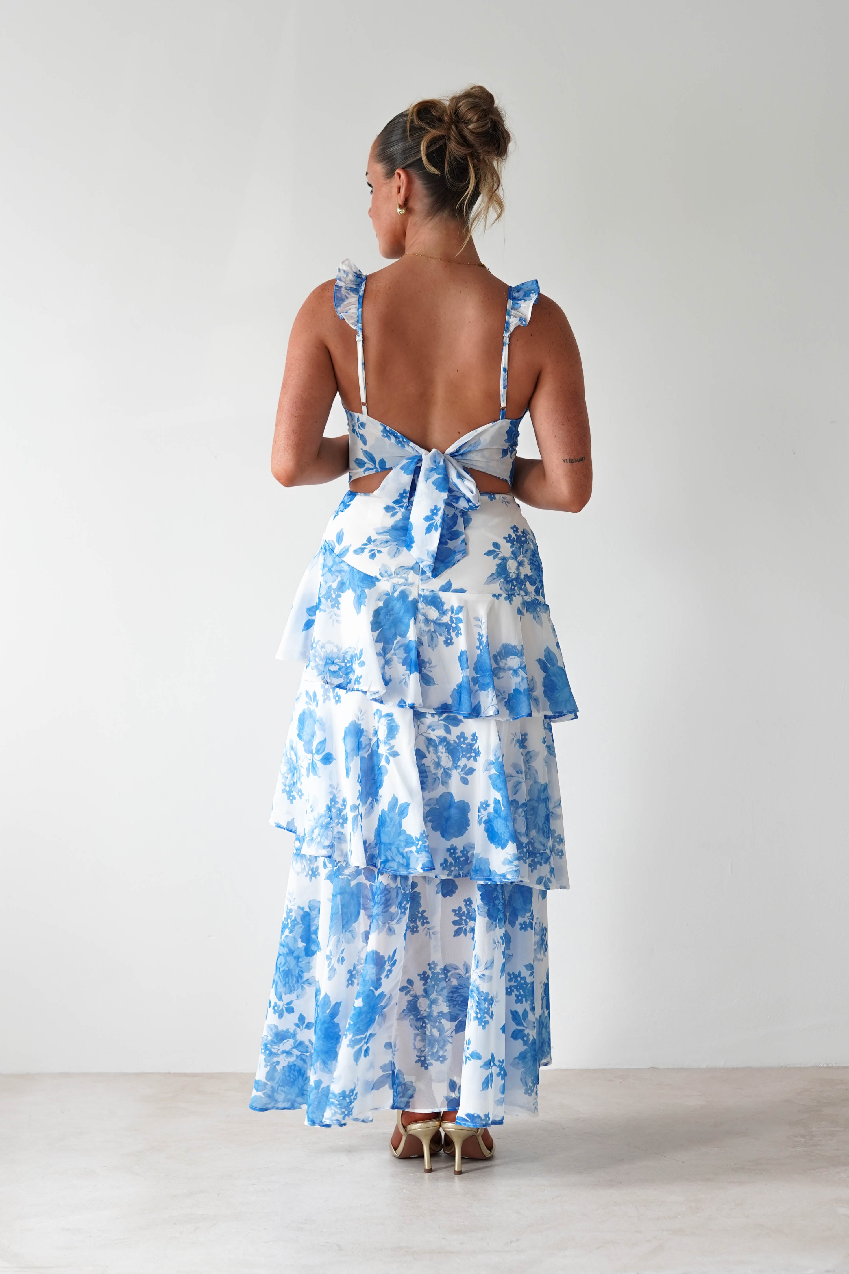 Madrid Ruffle Floral Maxi Dress Blue | Wedding Guest Dress | Maxi | Oh Hello Clothing