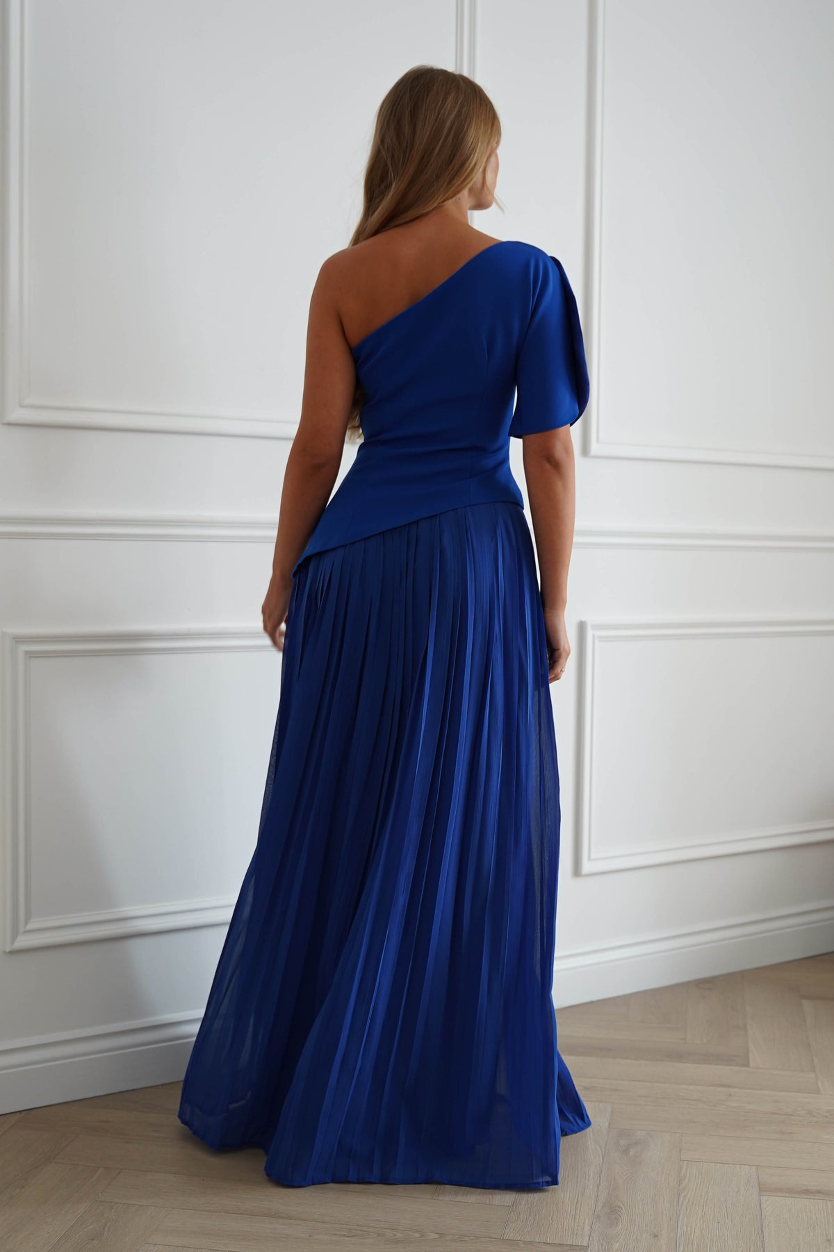 Oh Hello Clothing Women > Clothing > Dresses 1*DONE-MANIJU-LM1226-Royal blue One Shoulder Pleated Maxi Dress (Copy)