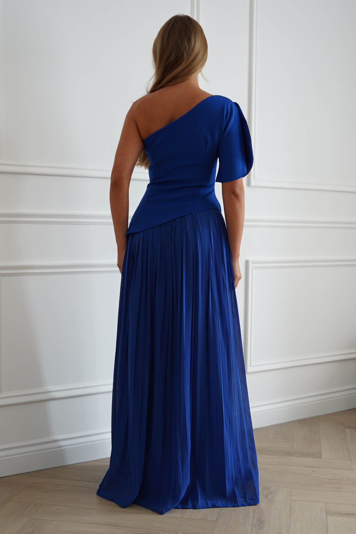 Oh Hello Clothing Women > Clothing > Dresses 1*DONE-MANIJU-LM1226-Royal blue One Shoulder Pleated Maxi Dress (Copy)