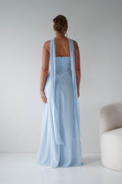 Oh Hello Clothing Women > Clothing > Dresses 1*DONE - MANIJU- MF23090-Light Blue Strapless Maxi Dress with Matching Scarf