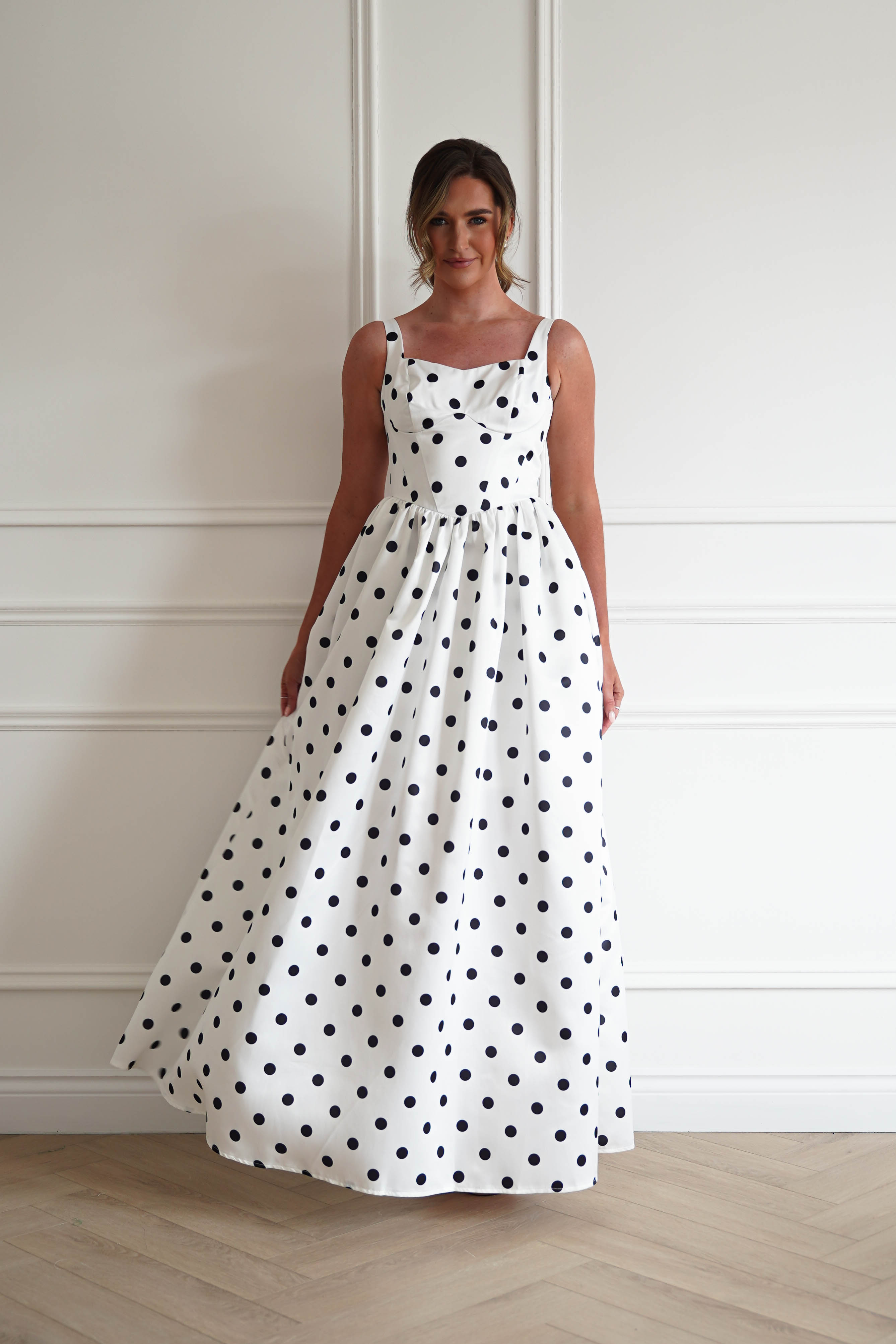 Oh Hello Clothing Women > Clothing > Dresses 1*DONE - MANIJU-MF25154-Polka Dot Midi Dress in White