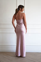 Oh Hello Clothing Women > Clothing > Dresses 1*DONE - MANIJU-MM24562-PINK Floral Appliqué Satin Maxi Dress