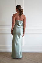 Oh Hello Clothing Women > Clothing > Dresses 1*DONE - MANIJU-MM24562-SAGE Floral Appliqué Satin Maxi Dress
