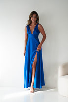 Oh Hello Clothing Women > Clothing > Dresses 1*DONE - MANIJU-MM26010-BLUE SATIN DRESS