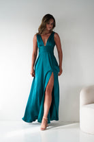 Oh Hello Clothing Women > Clothing > Dresses 1*DONE - MANIJU-MM26010-TEAL SATIN DRESS (Copy)