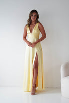 Oh Hello Clothing Women > Clothing > Dresses 1*DONE - MANIJU-MM26010-YELLOW SATIN DRESS (Copy)