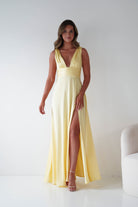 Oh Hello Clothing Women > Clothing > Dresses 1*DONE - MANIJU-MM26010-YELLOW SATIN DRESS (Copy)