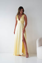 Oh Hello Clothing Women > Clothing > Dresses 1*DONE - MANIJU-MM26010-YELLOW SATIN DRESS (Copy)