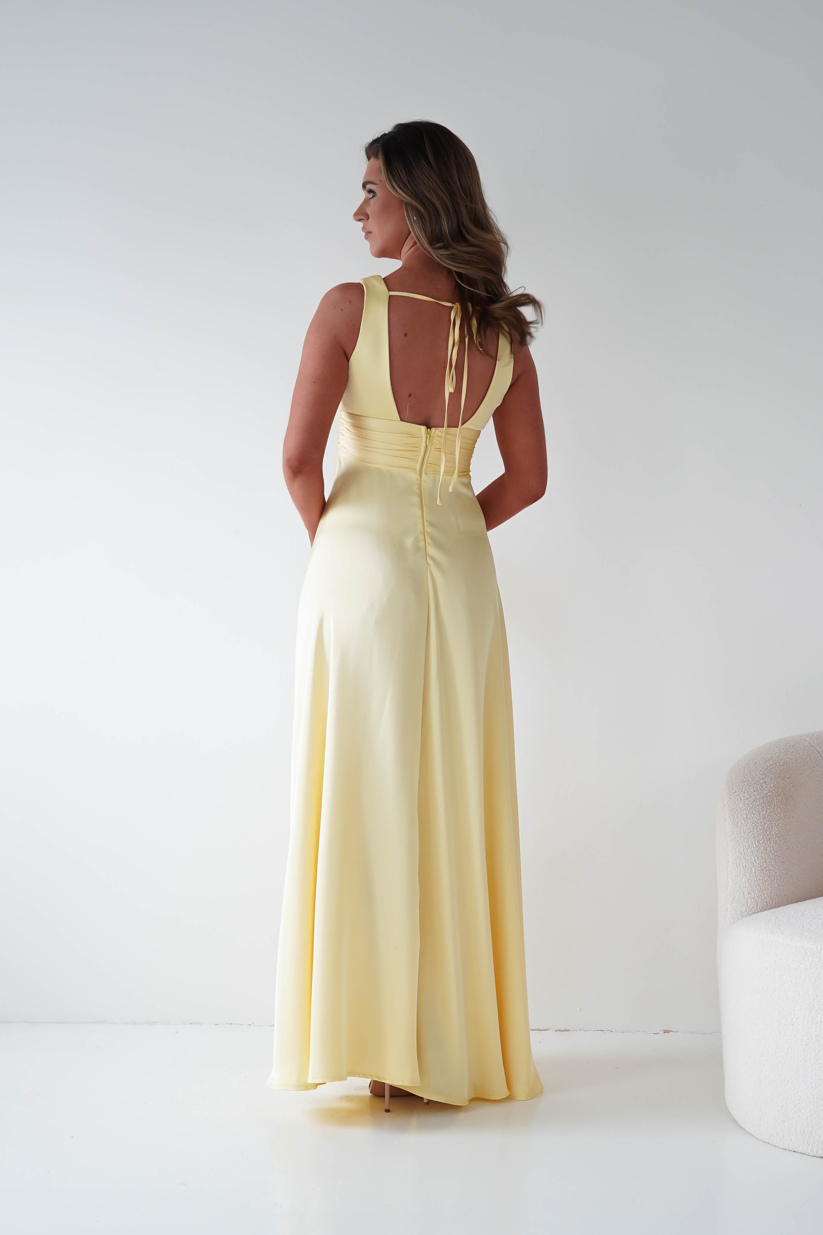 Oh Hello Clothing Women > Clothing > Dresses 1*DONE - MANIJU-MM26010-YELLOW SATIN DRESS (Copy)
