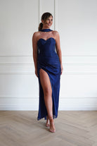 Oh Hello Clothing Dresses > Prom Dresses 1*DONE-Marielle Glowing Chiffon Strapless Maxi Dress | NEW COLOUR NAVY