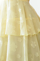 Oh Hello Clothing Women > Clothing > Dresses 1 *DONE MD08829-2 YELLOW CHIFFON FLORAL EMBOSSED MIDAXI