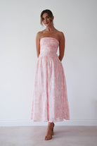 Oh Hello Clothing Women > Clothing > Dresses 1 *DONE MD09737 PINK CHIFFON FLORAL EMBOSSED MIDAXI