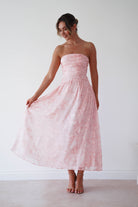 Oh Hello Clothing Women > Clothing > Dresses 1 *DONE MD09737 PINK CHIFFON FLORAL EMBOSSED MIDAXI