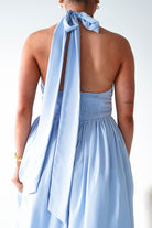 Oh Hello Clothing Women > Clothing > Dresses 1*DONE-MF23143-Blue Halterneck Midi Dress