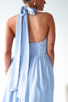 Oh Hello Clothing Women > Clothing > Dresses 1*DONE-MF23143-Blue Halterneck Midi Dress
