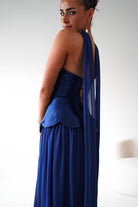 Oh Hello Clothing Women > Clothing > Dresses 1*DONE-MM24572-NAVY Strapless Corset Maxi Dress with Scarf