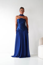 Oh Hello Clothing Women > Clothing > Dresses 1*DONE-MM24572-NAVY Strapless Corset Maxi Dress with Scarf